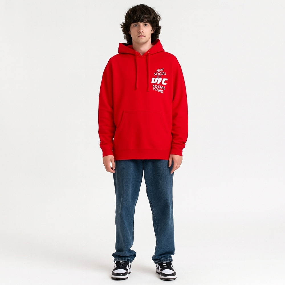 Anti Social Social Club x UFC Self Titled Hoodie 'Red' Streetwear Men's CN